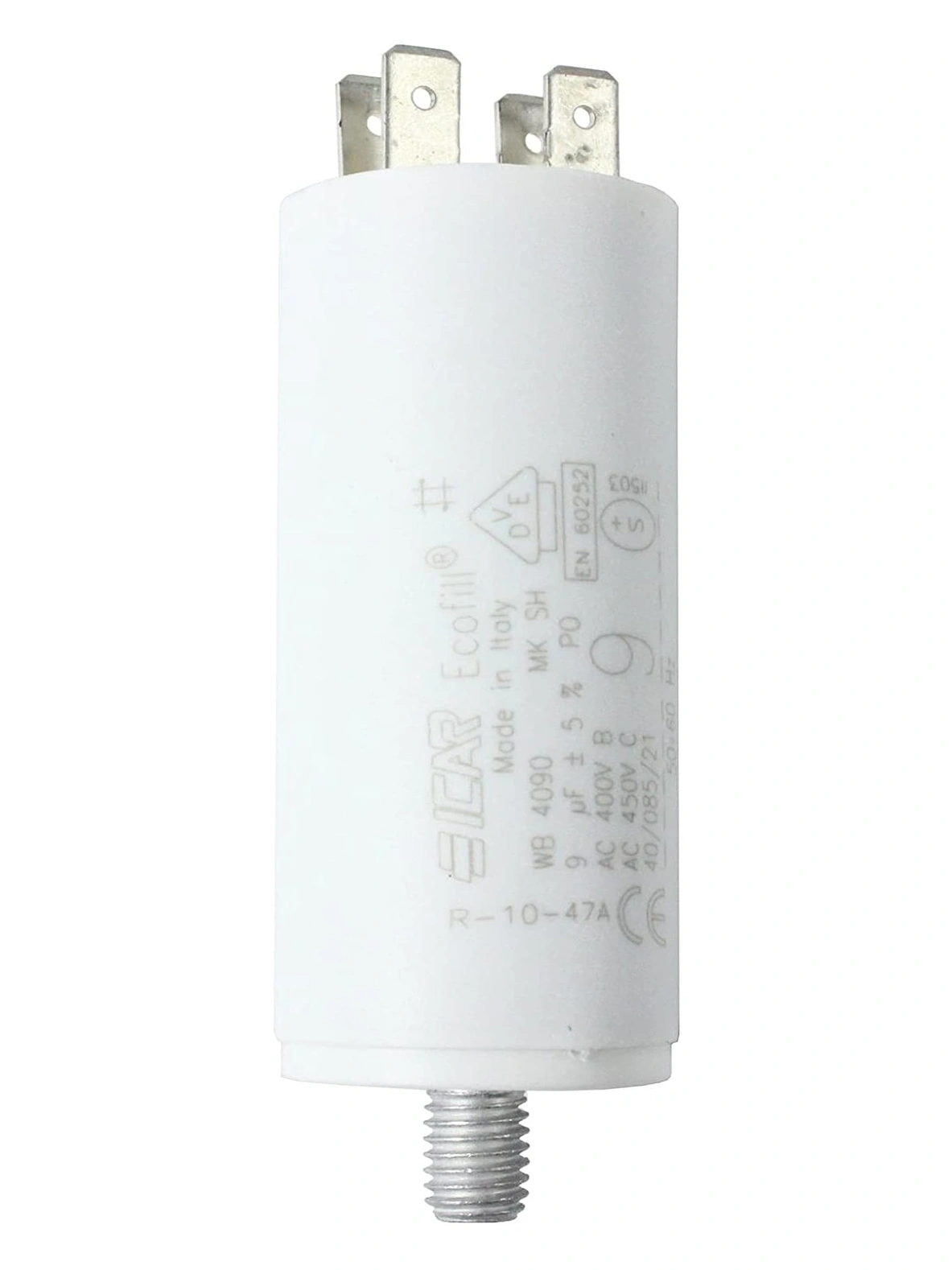 9µF Universal Motor Start & Run Capacitor with Spade Connectors