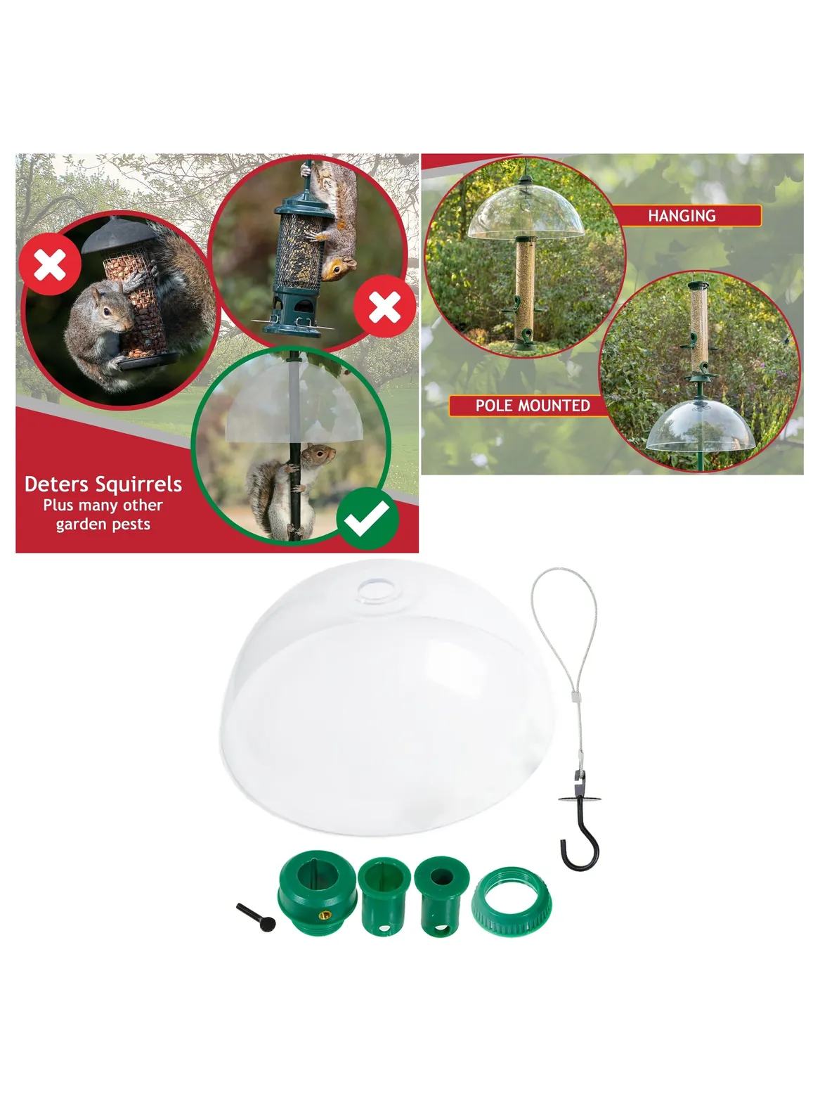 Adjustable 40cm Squirrel Baffle Dome for Hanging Bird Feeders