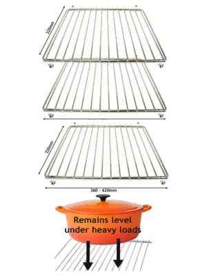 Adjustable Arrow Oven Shelf – Extendable 320‑620mm Rack, Set of 2