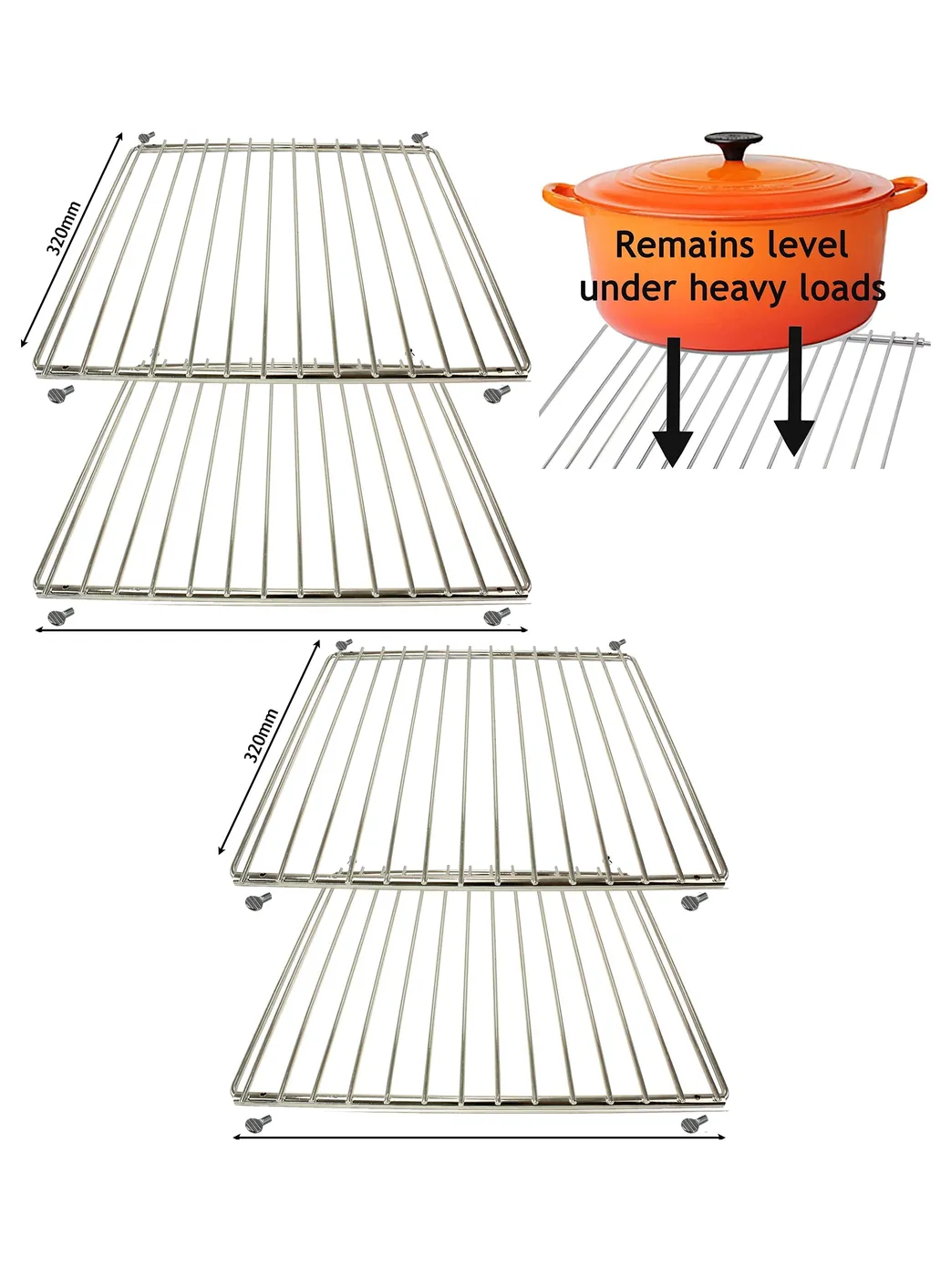 Adjustable Blomberg Oven Shelf – Extendable 320‑620mm, Set of 2