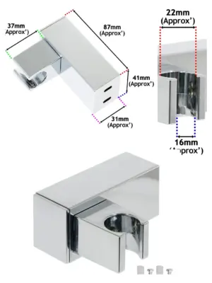 Adjustable Chrome Wall Clamp for Grohe Shower Head – Square Bracket