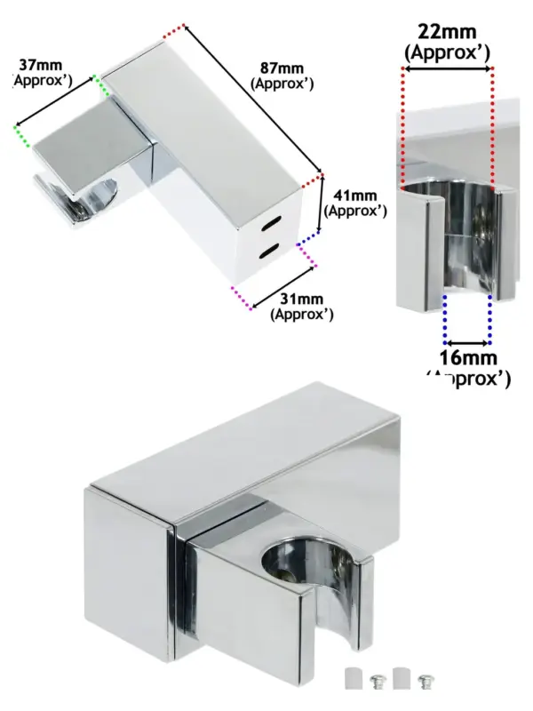 Adjustable Chrome Wall Clamp for Grohe Shower Head – Square Bracket