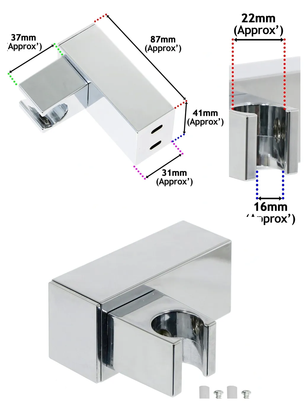 Adjustable Chrome Wall Clamp for Grohe Shower Head – Square Bracket