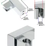 Adjustable Chrome Wall Mount for Mira Square‑Angle Shower Handset