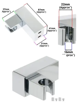 Adjustable Chrome Wall Mount for Mira Square‑Angle Shower Handset