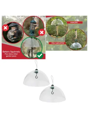 Adjustable Dome Squirrel Baffle for Bird Feeders – 2 Hanging Guards
