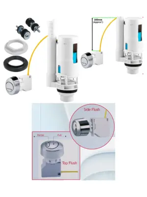 Adjustable Dual-Flush Concealed Toilet Valve Push Button 1.5/2L 300mm