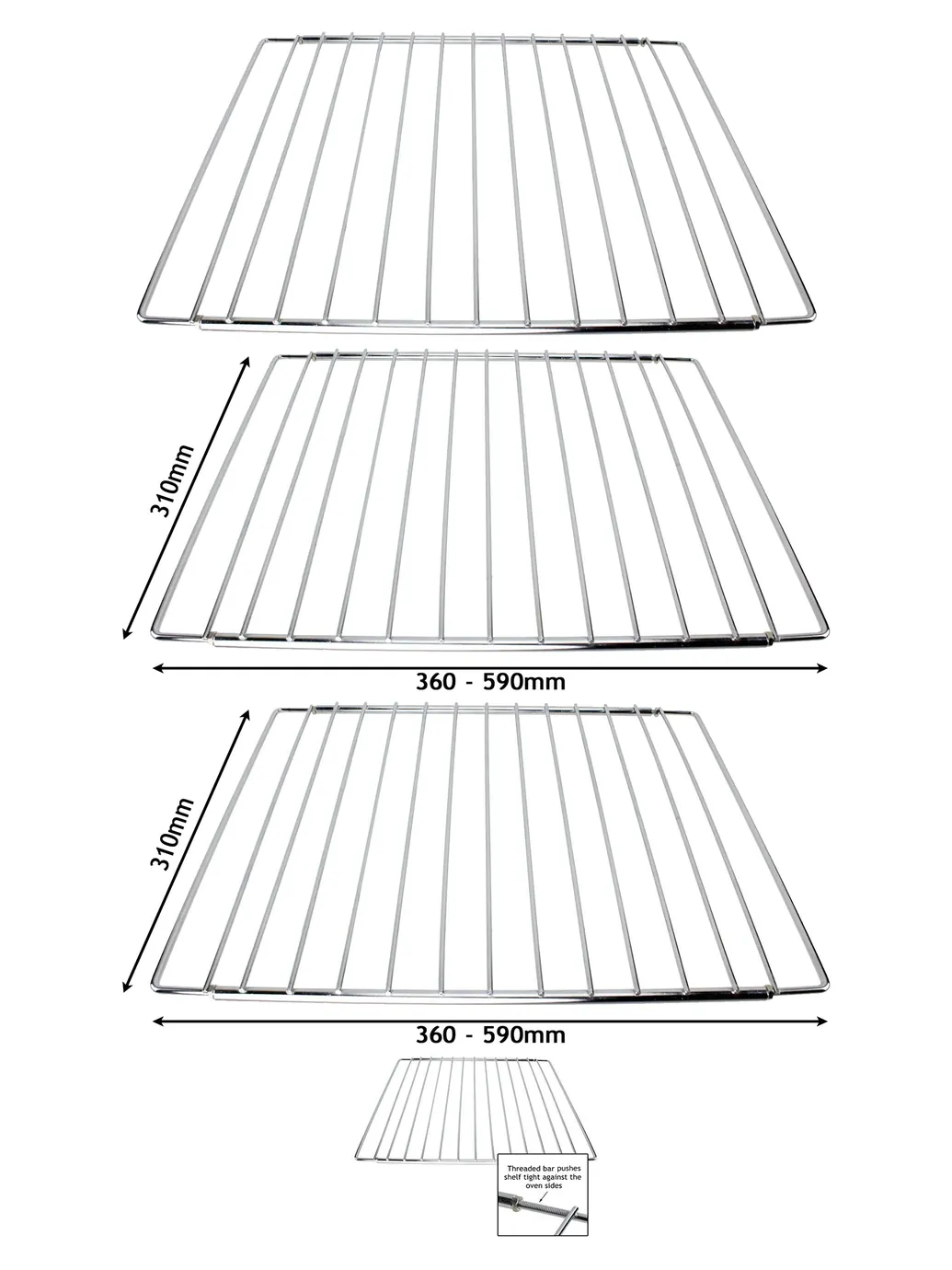 Adjustable Extendable Kitchen Oven Shelf – 310‑590mm, Pack of 2