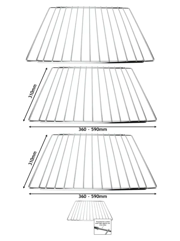 Adjustable Extendable Oven Shelf for Amica Cookers 310‑590mm 2 Pack