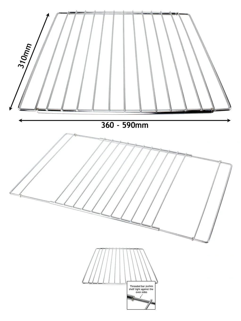 Adjustable Extendable Oven Shelf for Belling Cookers – 310‑590 mm