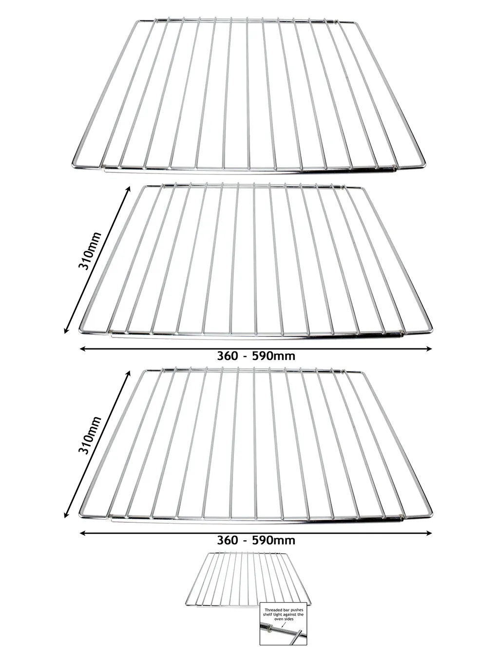 Adjustable Extendable Oven Shelf for Cooke & Lewis 310-590mm 2 Pack
