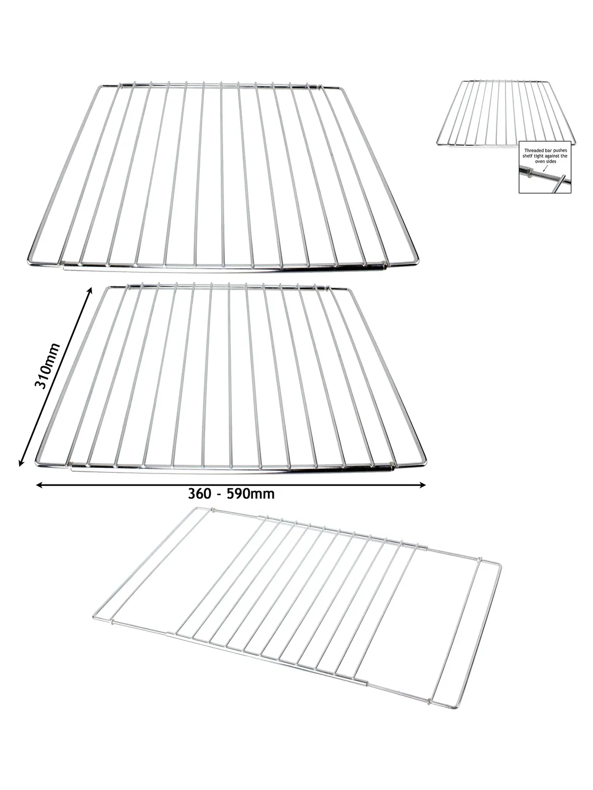 Adjustable Extendable Oven Shelf for Creda Cookers 310-590mm 2 Pack