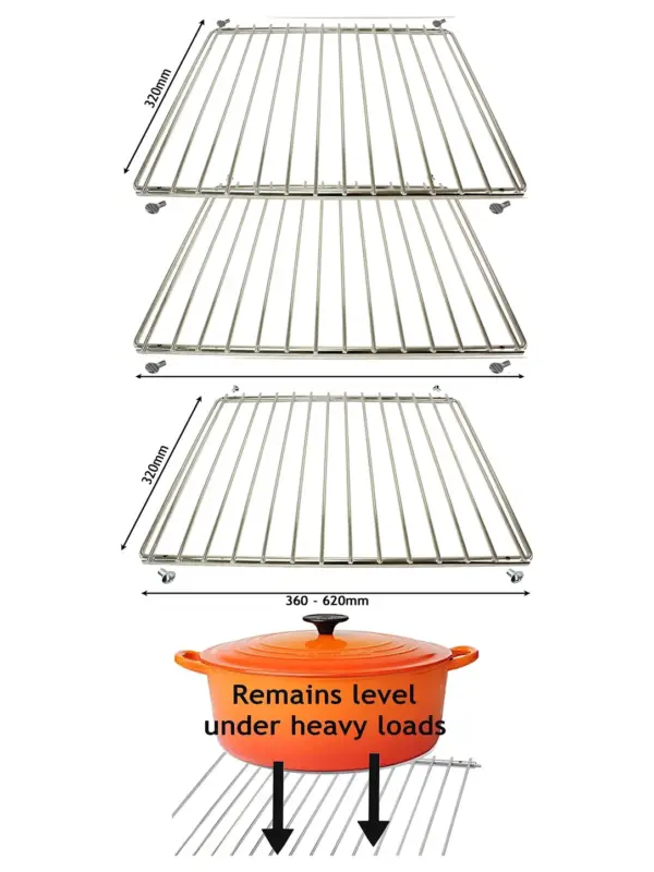 Adjustable Extendable Oven Shelf for Tricity Bendix – 2 Pack 320-620mm