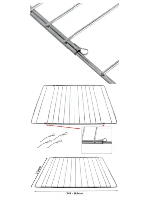 Adjustable Extendable Shelf for Bosch Ovens – Fits 310‑345 mm to 565 mm