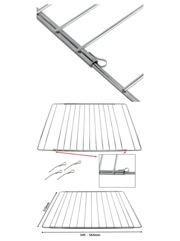 Adjustable Extendable Shelf for Bosch Ovens – Fits 310‑345 mm to 565 mm