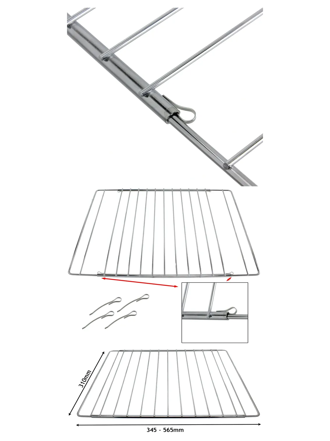 Adjustable Extendable Shelf for Electrolux Oven Cooktop – 310‑565 mm