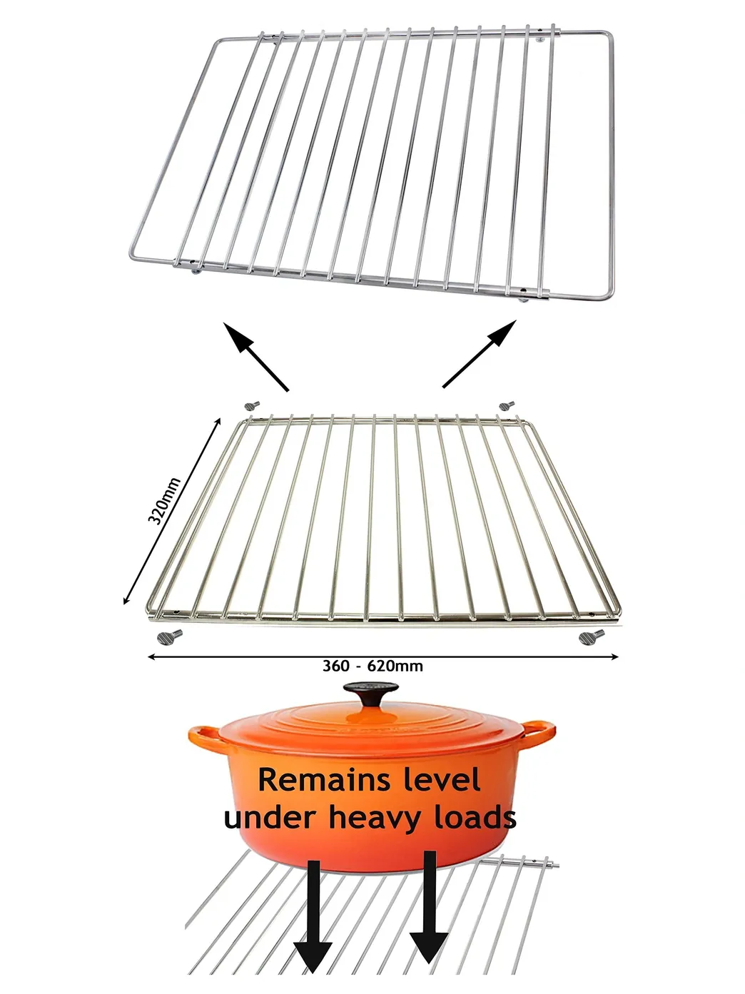 Adjustable Extendable Shelf for Flavel Oven Cooker – 320‑620mm
