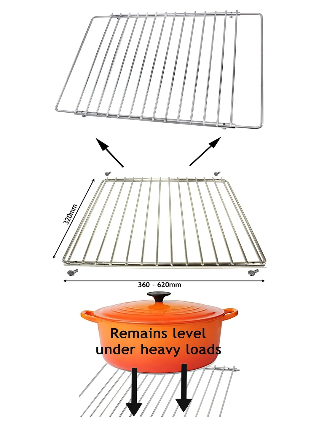 Adjustable Extendable Shelf for Kenwood Oven - 320-620mm Cooking Rack