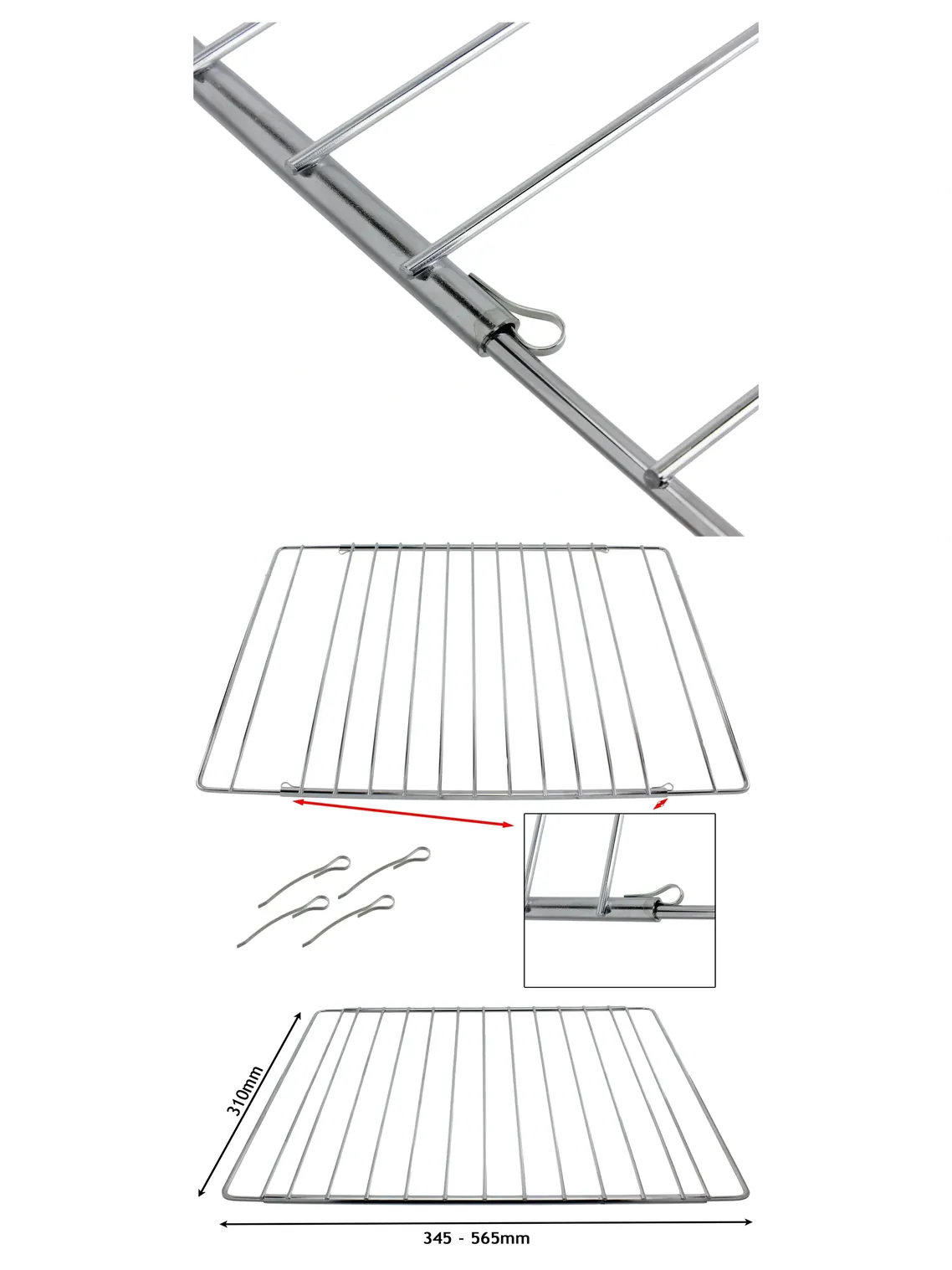 Adjustable Extendable Shelf for Zanussi Oven – Fits 310‑565 mm