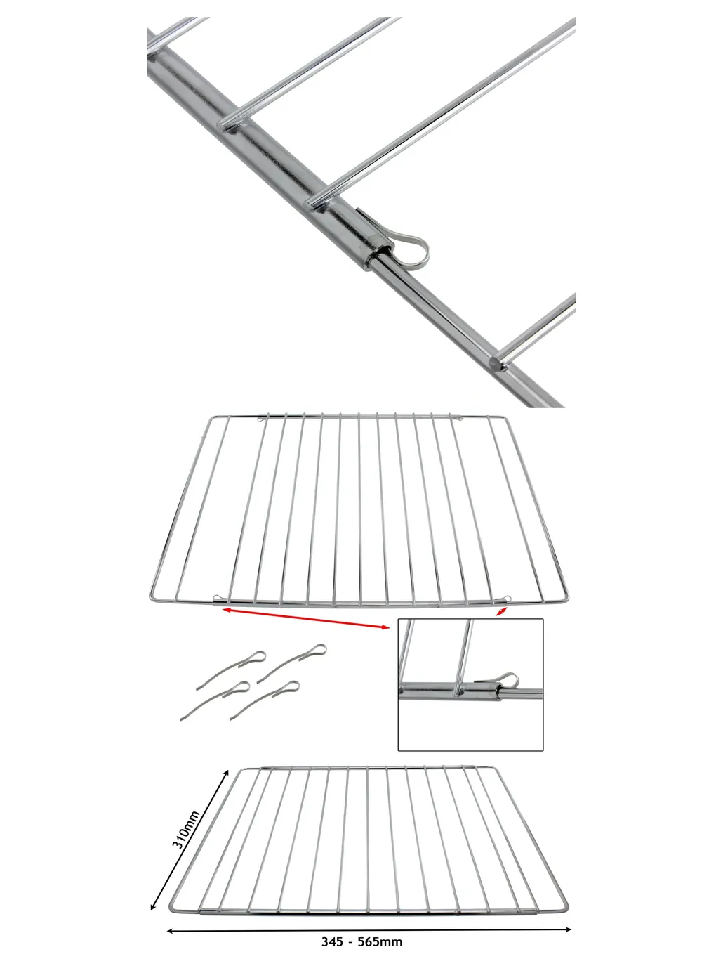 Adjustable Heat‑Resistant Shelf for Stoves & Ovens – Extends 310‑565mm