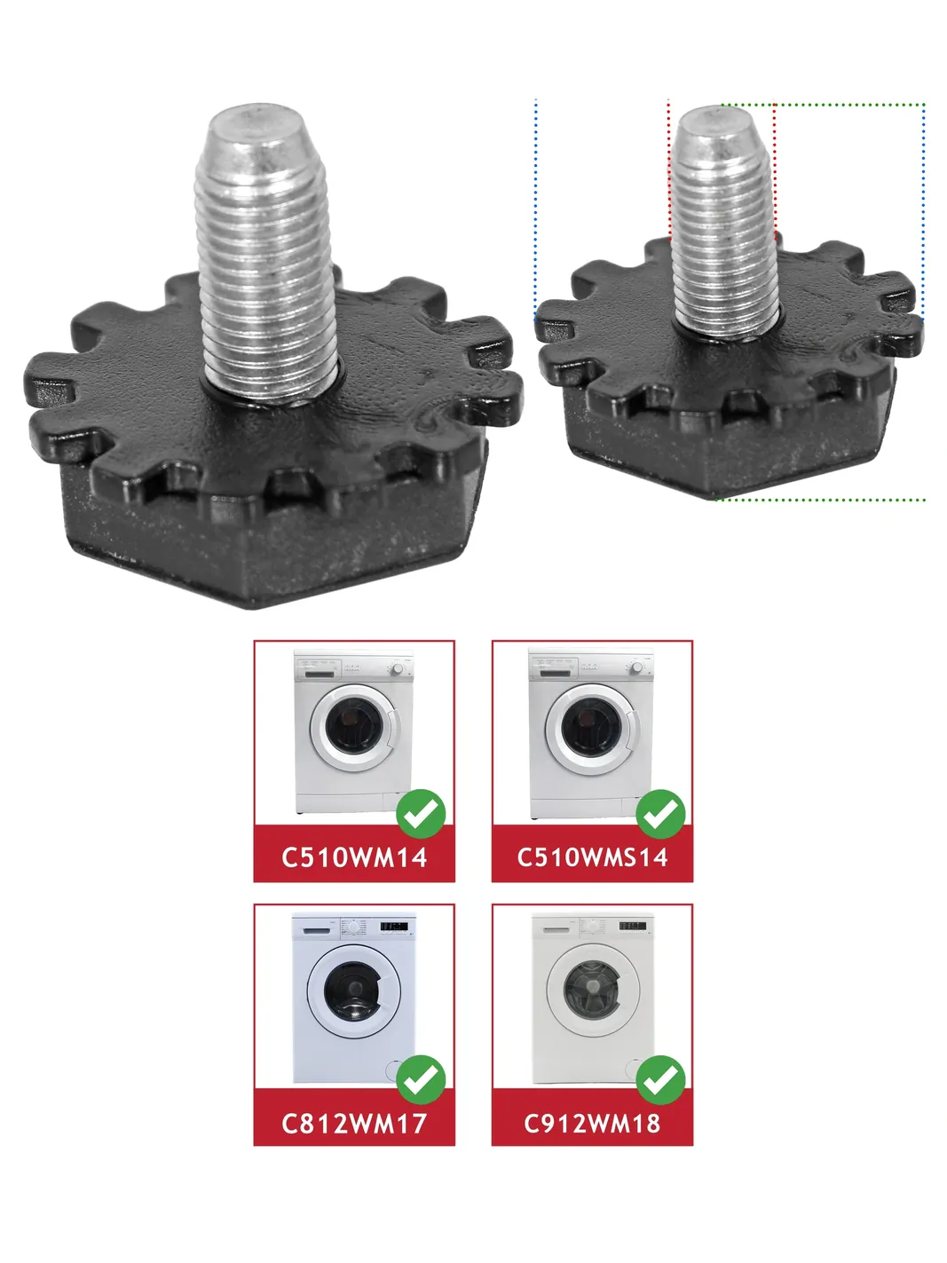 Adjustable M10 Washing Machine Leveling Foot – Fits Currys C510 Series