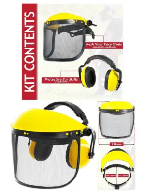 Adjustable Mesh Face Shield with Ear Muffs – Eye & Ear PPE