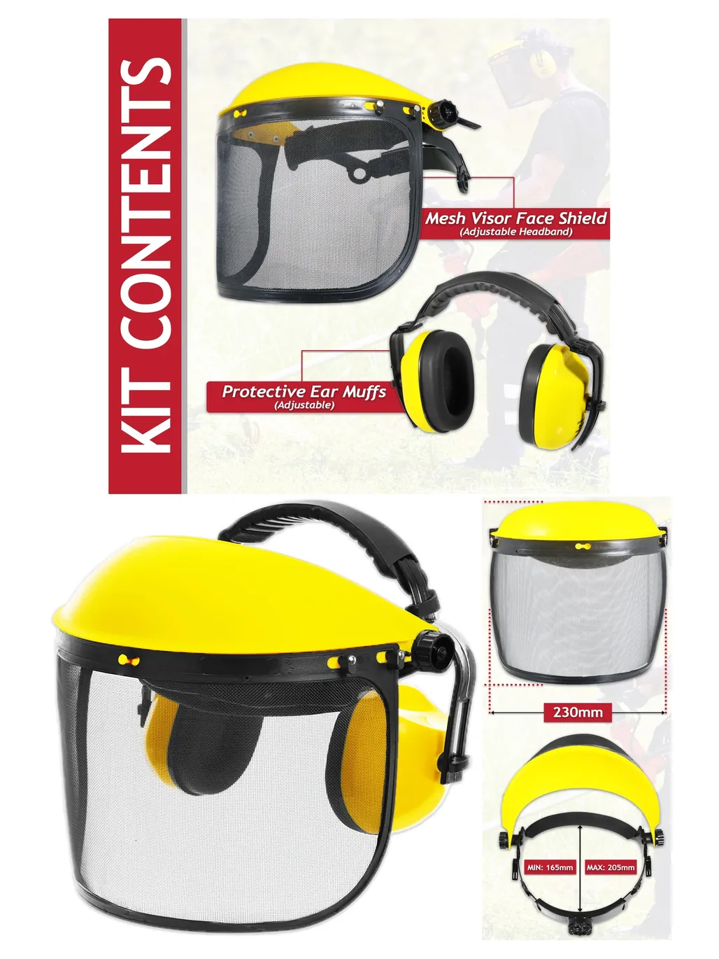 Adjustable Mesh Face Shield with Ear Muffs – Eye & Ear PPE