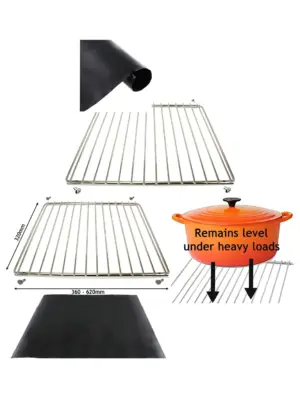 Adjustable Oven Shelf 320‑620mm with Teflon Non‑Stick Liners
