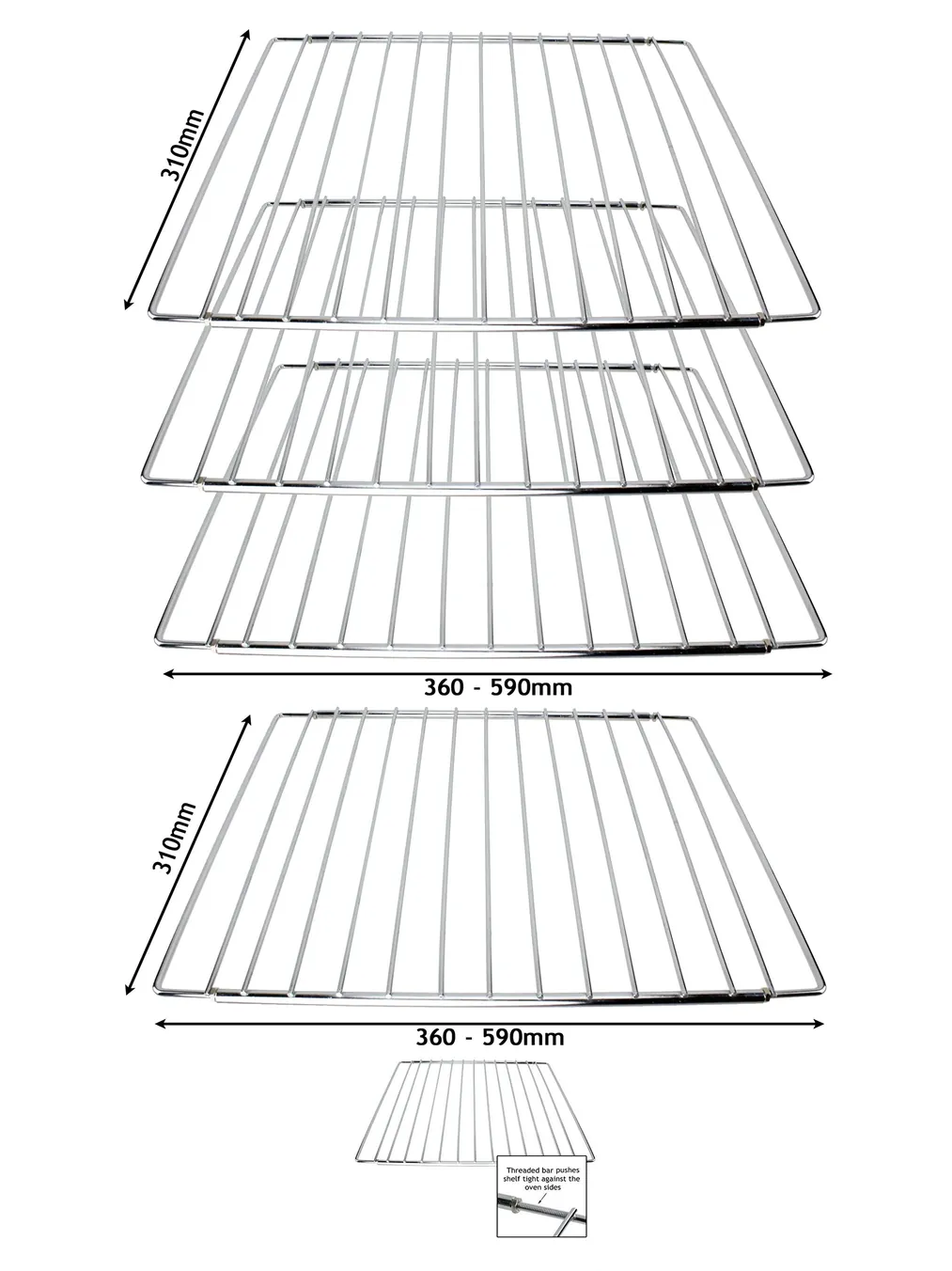 Adjustable Oven Shelf Set for Teka – 3 Extendable Racks 310‑590mm