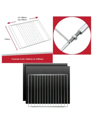 Adjustable Oven Shelf with Extendable Locking Rack + 2 Liners