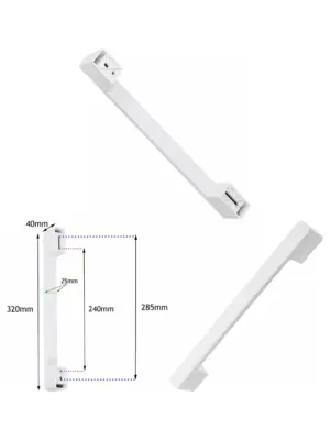 Adjustable White Bar Handle for Chest Freezer & Fridge Door – 320mm