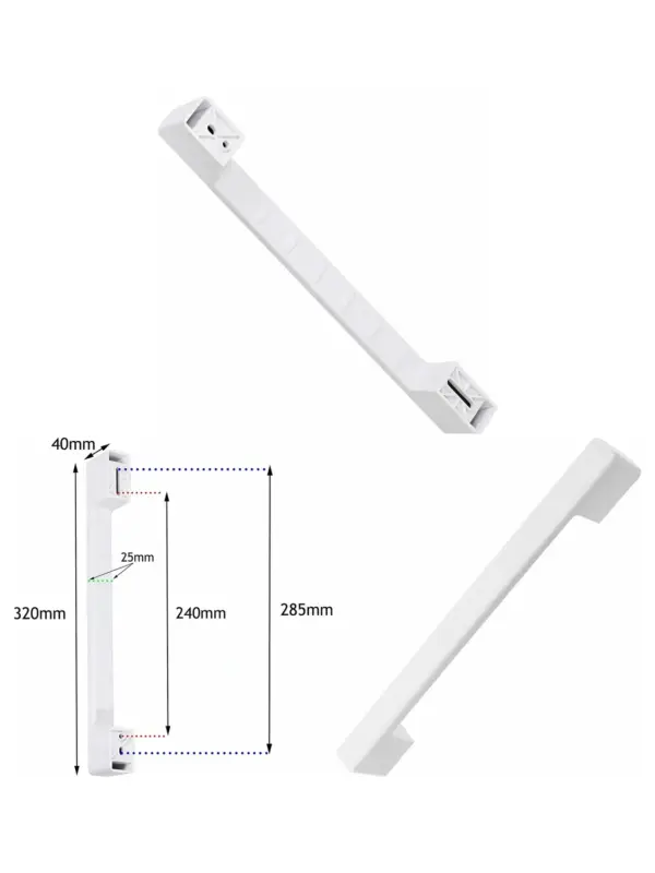 Adjustable White Bar Handle for Chest Freezer & Fridge Door – 320mm