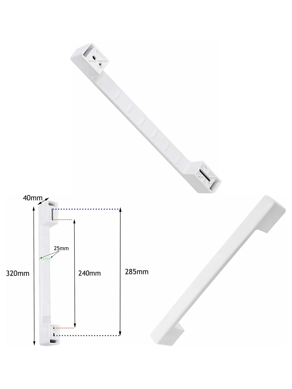 Adjustable White Bar Handle for Chest Freezer & Fridge Door – 320mm
