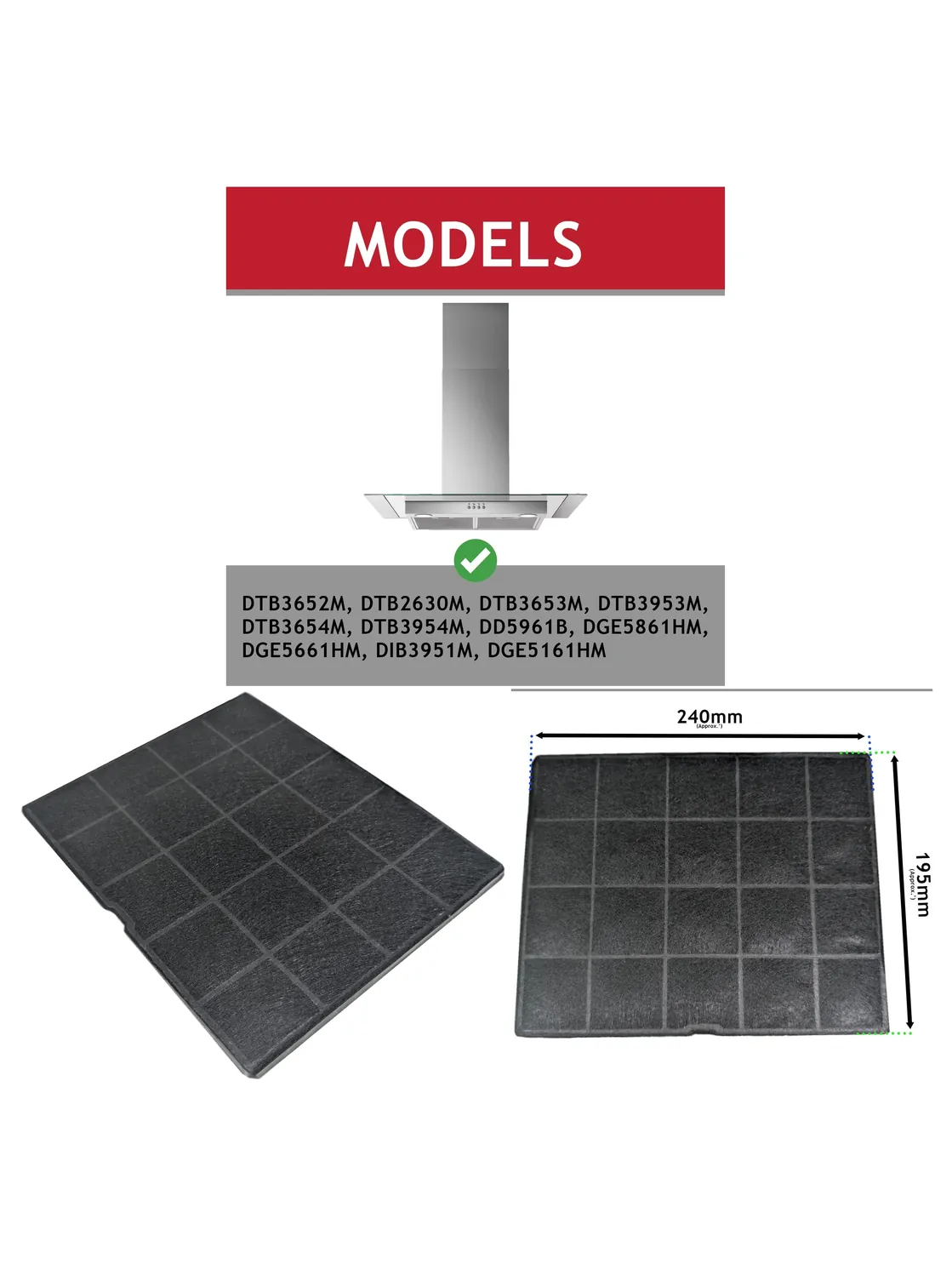 AEG Cooker Hood Carbon Filter – Fits DTB & DGE Model Series