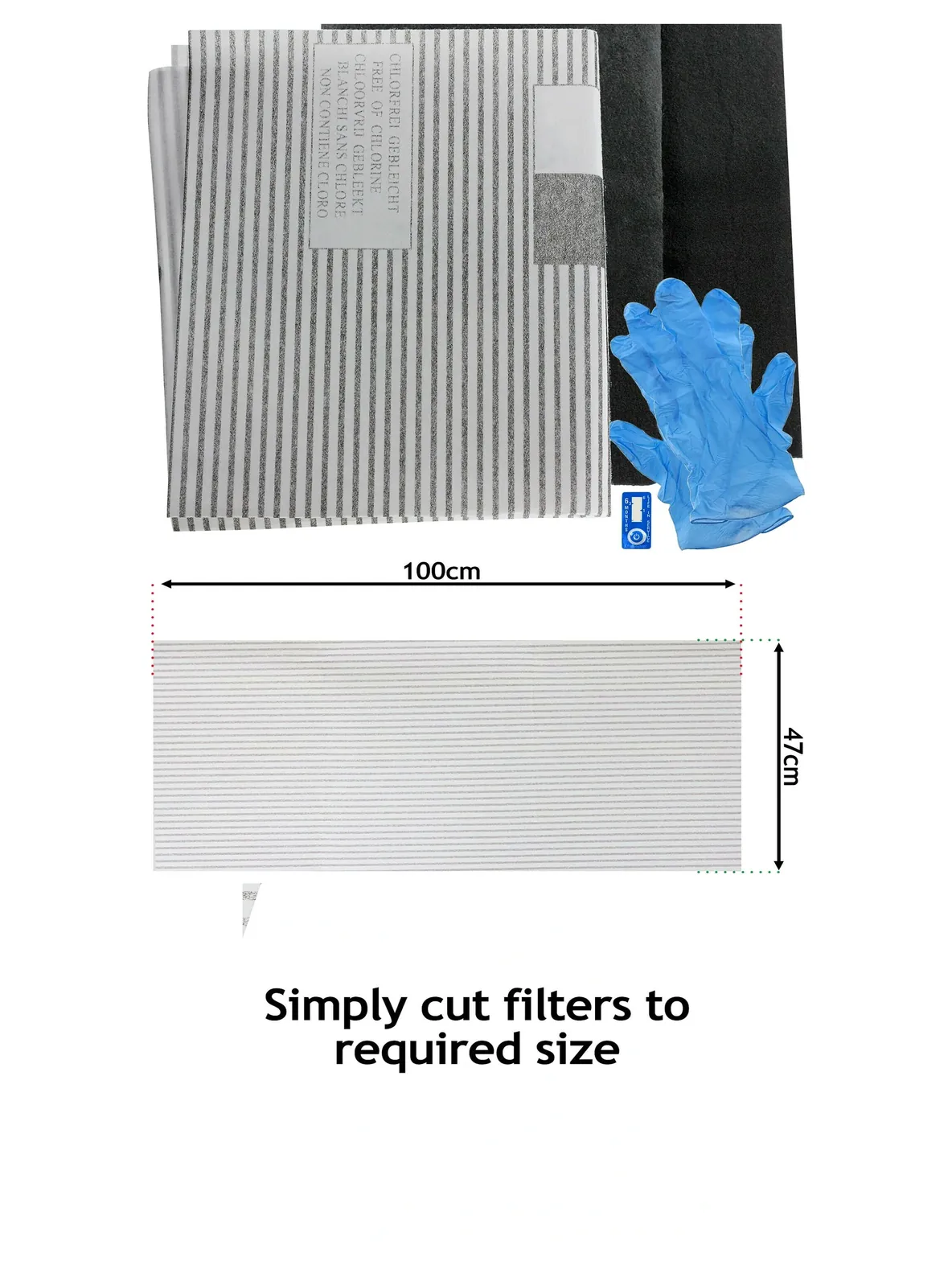 AEG Cooker Hood Grease Filters – 2 Pack, Cut‑to‑Size 100 cm x 47 cm