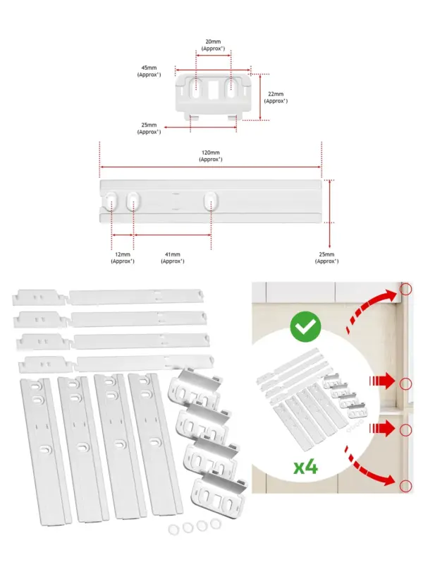 AEG Fridge Door Slide Bracket Kit – 4 Pack Installation Set