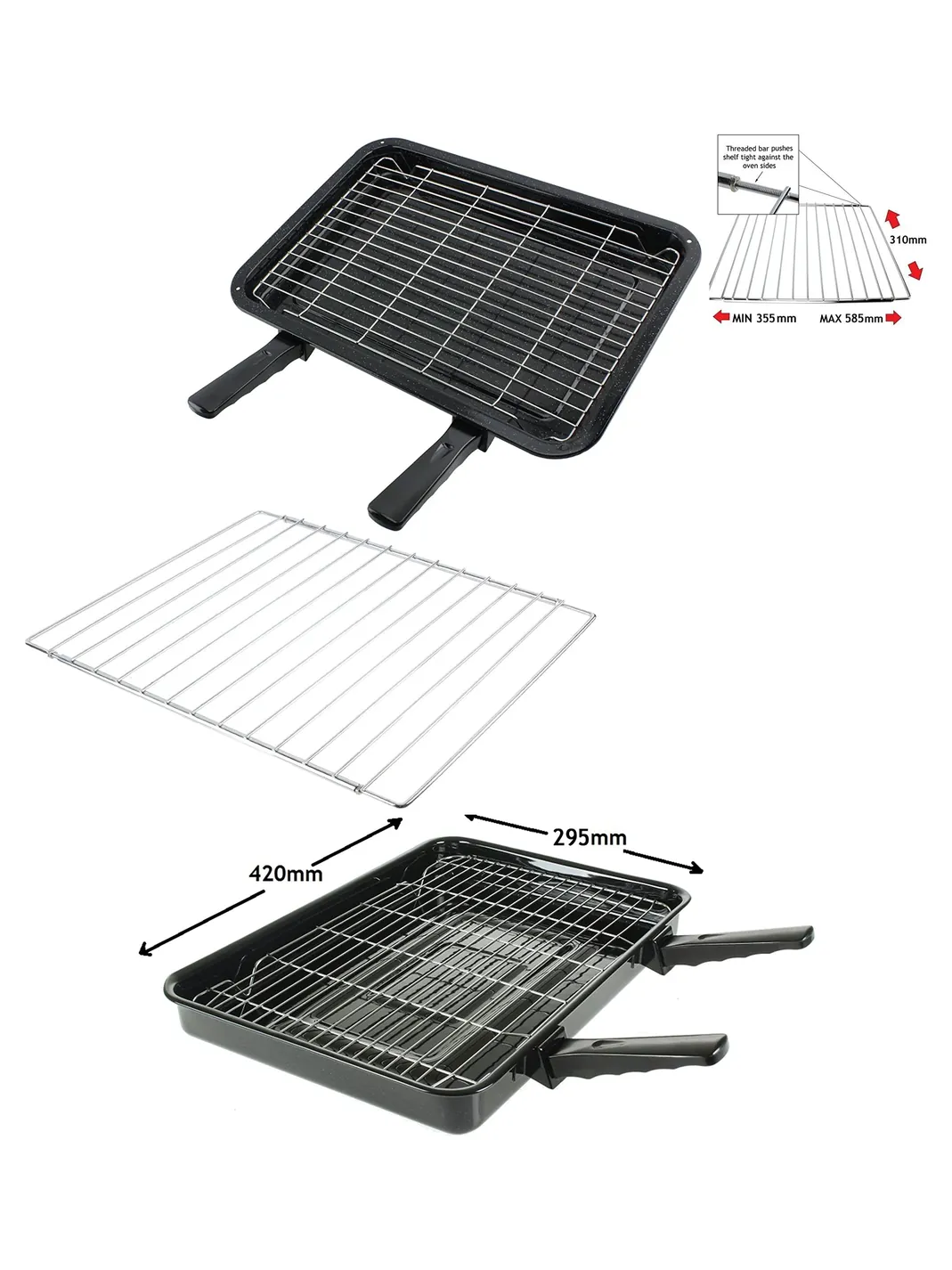 AEG Oven Grill Pan with Rack, Detachable Handles & Adjustable Shelf