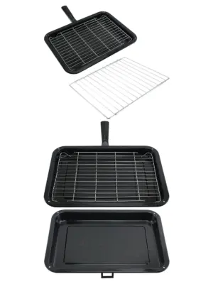 AEG oven grill pan with rack, removable handle, adjustable shelf