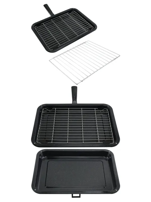 AEG oven grill pan with rack, removable handle, adjustable shelf