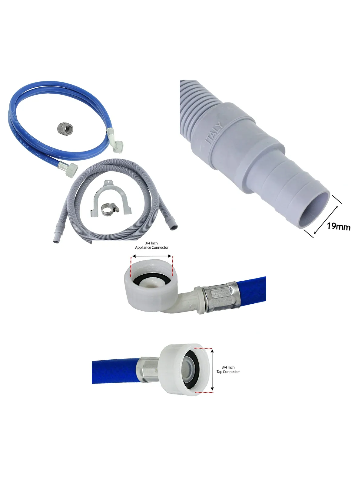 AEG Washer/Dishwasher 2.5m Water Inlet & Drain Hose Kit