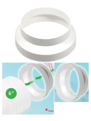 Air Conditioner Hose Adapter 125mm-150mm Round Reducer/Increase White