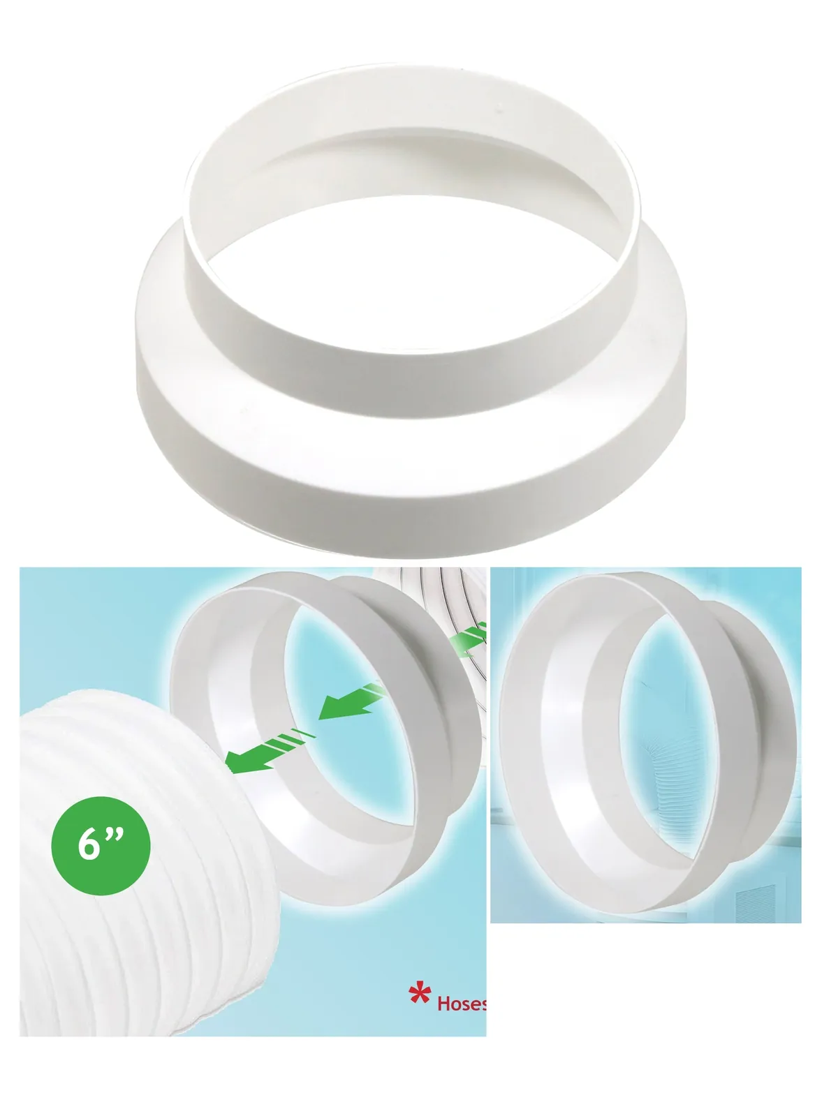 Air Conditioner Hose Adapter 125mm-150mm Round Reducer/Increase White