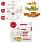 Airtight Glass Food Storage Set Small Medium Large Clip Lids & Pump