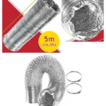 Aluminium AC Duct Vent Hose 5m x 100mm with 2 Pipe Clips