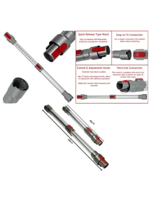 Aluminium Grey Telescopic Extension Wand for Dyson V10/V12 Vacuums