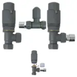 Anthracite Angled Inline TRV Set 15mm/½" Thermostatic Radiator Valve