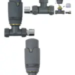 Anthracite Brass Thermostatic Radiator Valve Set – Inline 15mm x 1/2