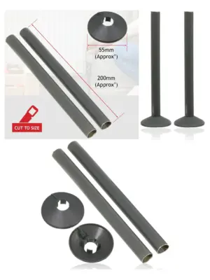 Anthracite Grey Radiator Pipe Cover Sleeve 15mm x 200mm