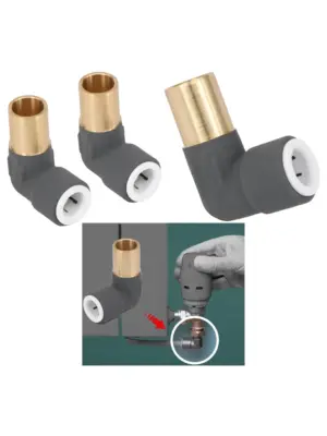Anthracite Push‑Fit Radiator Valve 15→10mm Reducing Elbow – 2pcs