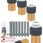 Anthracite Push‑Fit Radiator Valve 15mm to 10mm Compression Set of 3